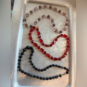 Handmade Faceted Glass Necklace Lot Bundle of Three